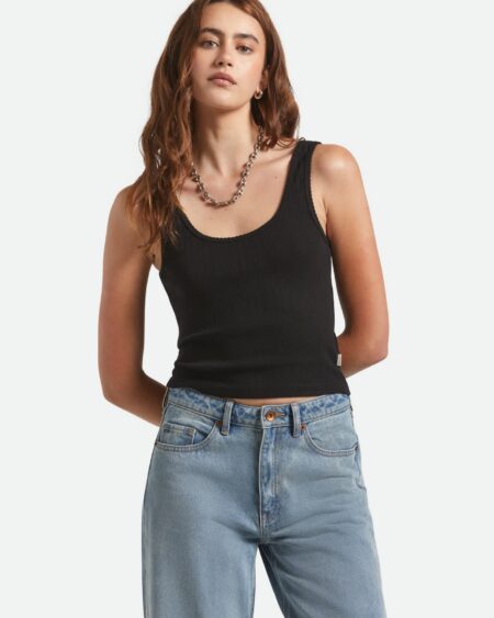 Pointelle Slim Fit Tank - Black